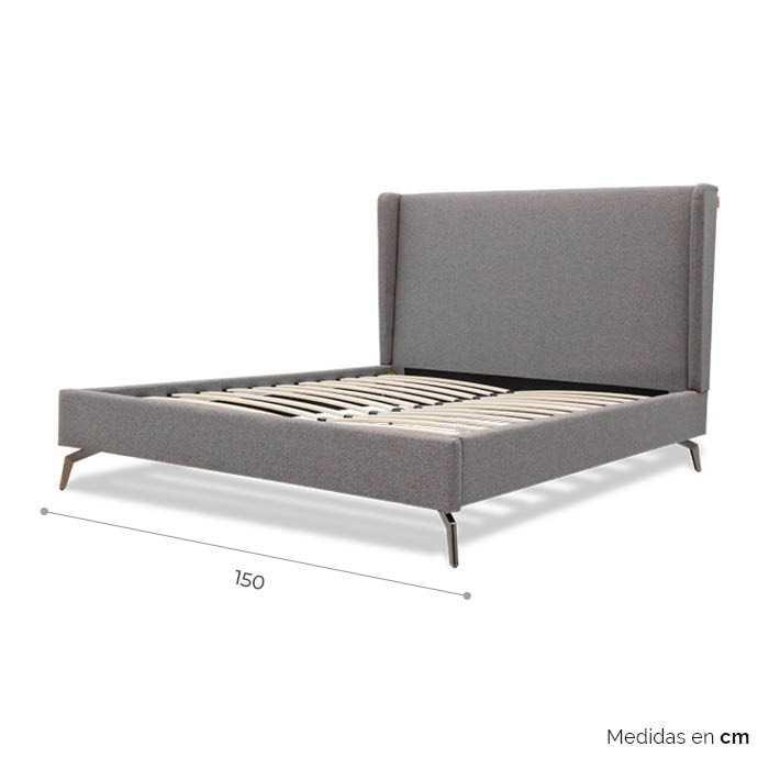 Cama Queen Tela Gris Claro Riuk | Camas | recamaras